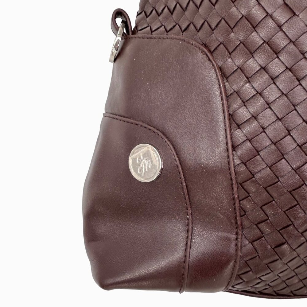 NWOT JOY MANGANO BROWN WOVEN LARGE PURSE BAG TOTE W/ TASSEL - Picture 12 of 14